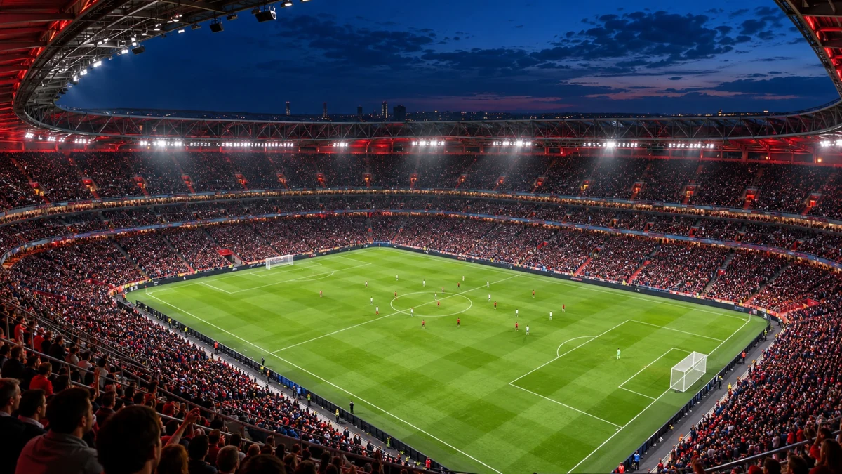 An original illuminated football stadium illustration